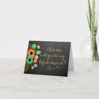 ¿Serás Mi Tarjeta Floral Chalkboard De Noviaria?
