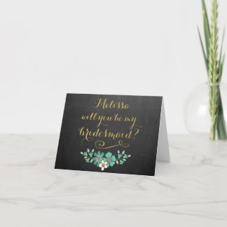 ¿Serás Mi Tarjeta Floral Chalkboard De Noviaria?