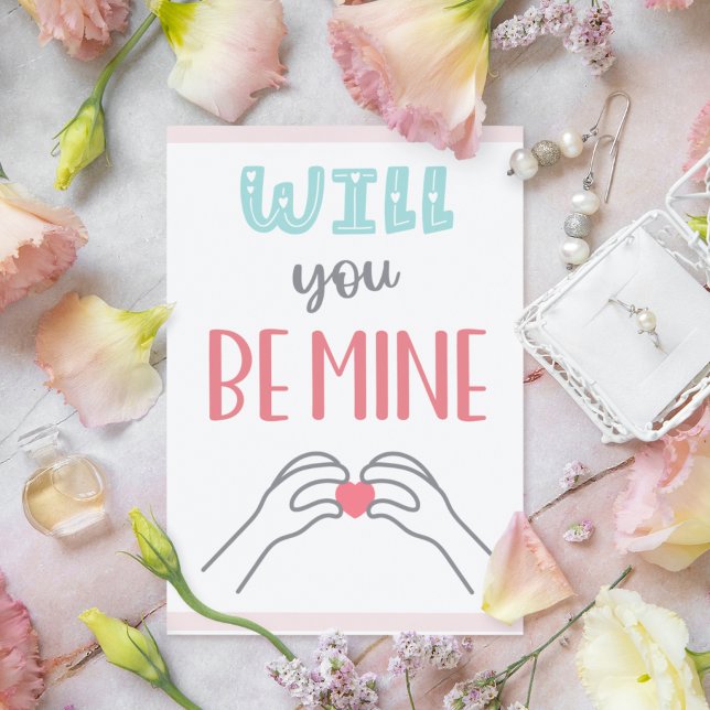 Serás MÍO - tarjeta rosa del Día de San Valentín (Will you BE MINE - Valentines's Day pink card)