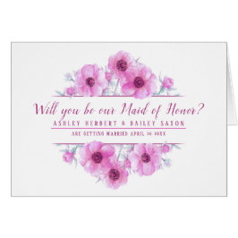¿Serás nuestra dama de honor con flores rosas?