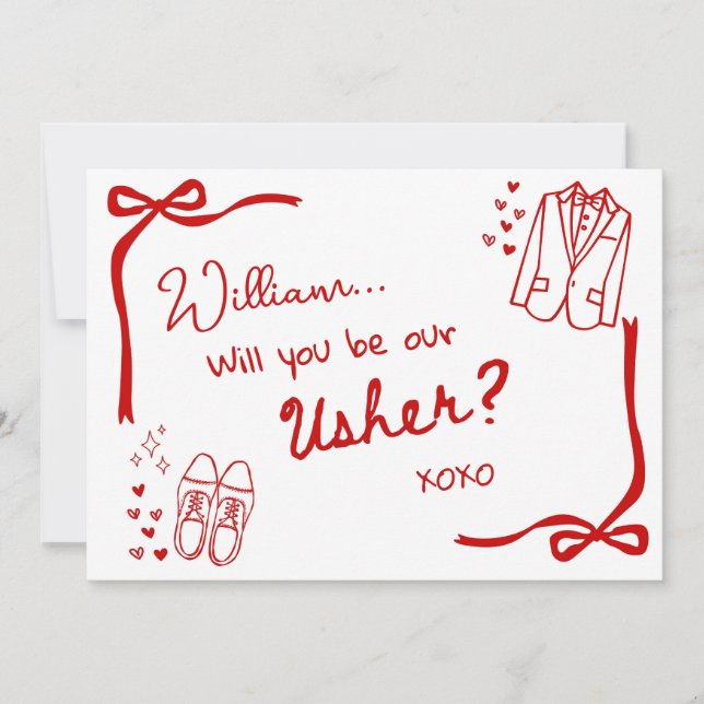 ¿Serás nuestra invitación de tarjeta de ujier? (Anverso)