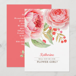 ¿Serás nuestra niña de las flores? Tarjeta de invi
