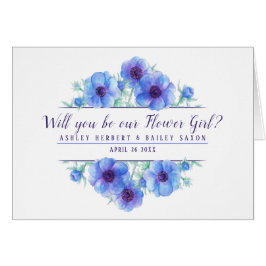 ¿Serás nuestra tarjeta azul anemone chica de flore