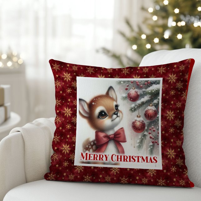 Serena Almohada de Navidad para Niños Invierno  (Serene Fawn Christmas Pillow Gift for Kids Winter Decor)