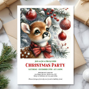 Serena invitación de Navidad en acuarela de cervat