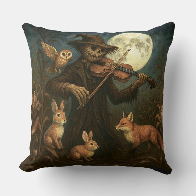 Serenata de Espantapájaros Halloween Almohada (Anverso)