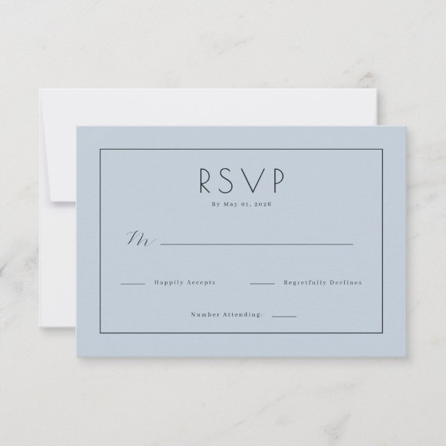 Serene Blue Minimalist RSVP (Anverso)