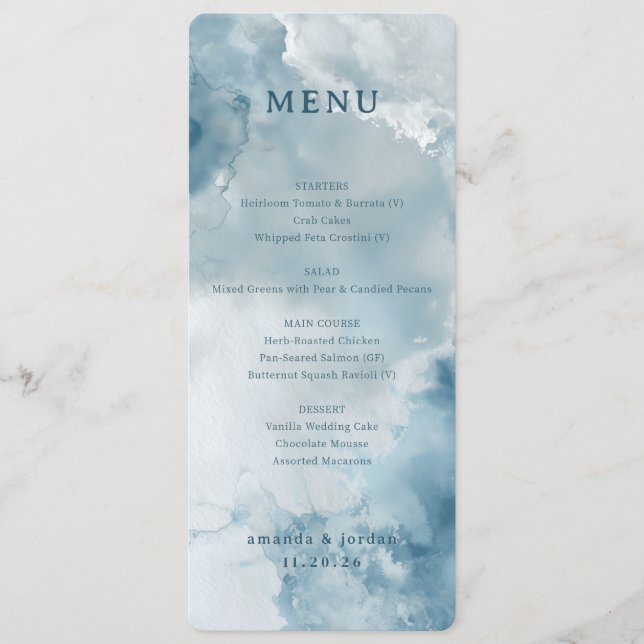 Serene Blue Watercolor Menu (Anverso)