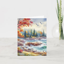 Serene Fall Watercolor Coastal Seascape Blank