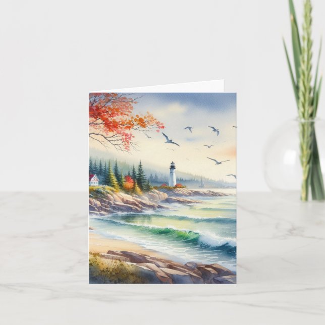 Serene Fall Watercolor Coastal Seascape Blank (Anverso)