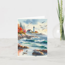 Serene Fall Watercolor Coastal Seascape Blank