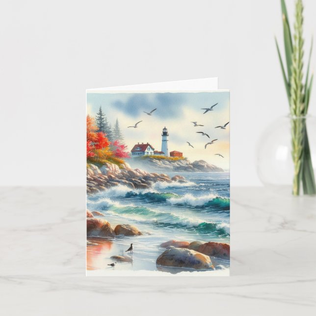 Serene Fall Watercolor Coastal Seascape Blank (Anverso)