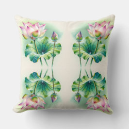 Serene Lotus Bliss: almohada acuarela tranquila