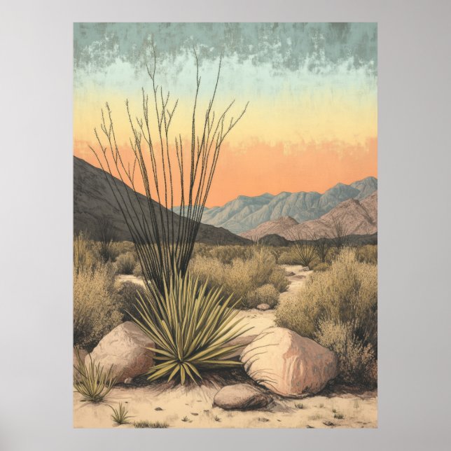Serene Mojave Sunrise: Impresión del arte del desi (Frente)