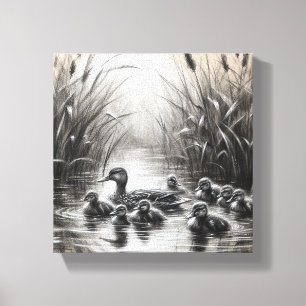 Serene Mother y su lienzo de ducklings