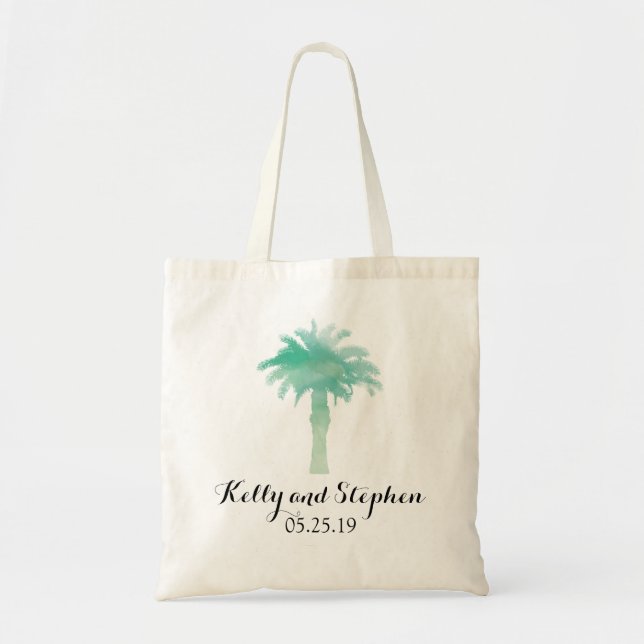 Serene Palm Tree Watercolor | Bolsa de invitado de (Frente)