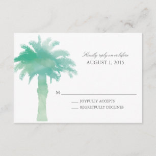 Serene Palm Tree Watercolor   RSVP de boda