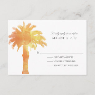Serene Palm Tree Watercolor   RSVP de boda