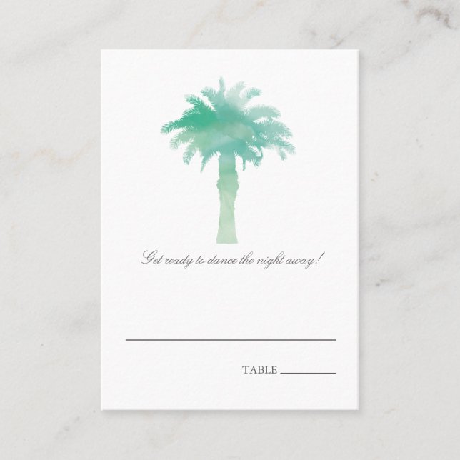Serene Palm Tree Watercolor | Tarjeta de asiento (Anverso)