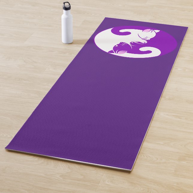 Serene Purple Yin y Yang Cat's Yoga Mat (In situ)