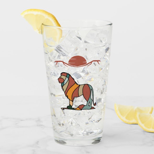 Serene Savanna Kind Lion Abstract Modern Art (Anverso (hielo))