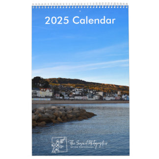 Serene Shores 2025 Calendario medio de una página