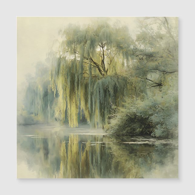 Serene Willow Tree Reflection Nature Art (10) (Anverso)