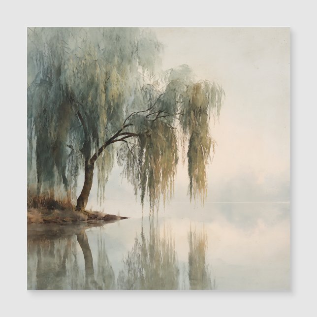 Serene Willow Tree Reflection Nature Art (13) (Anverso)