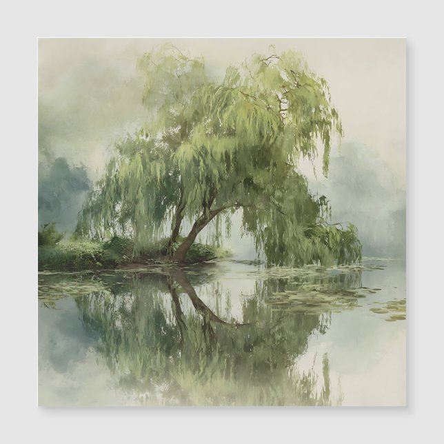Serene Willow Tree Reflection Nature Art (5) (Anverso)