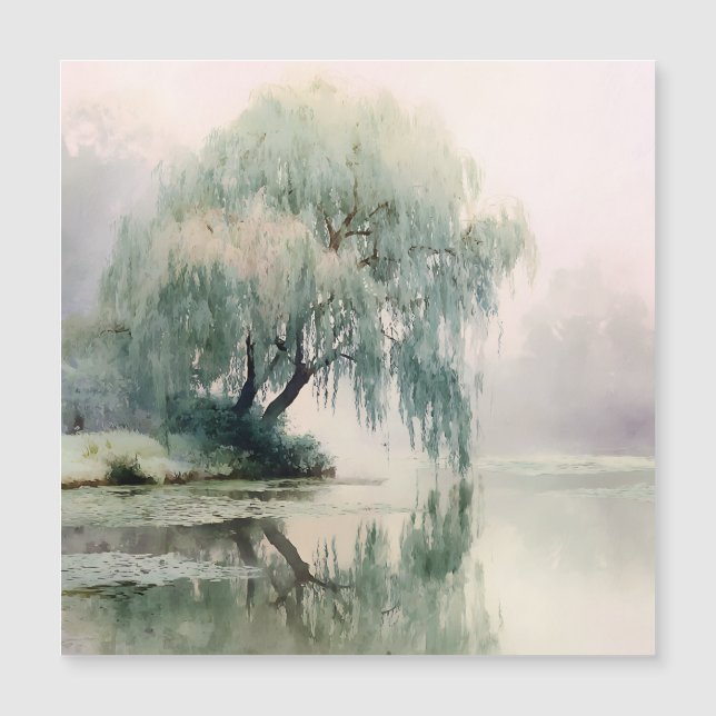 Serene Willow Tree Reflection Nature Art (7) (Anverso)