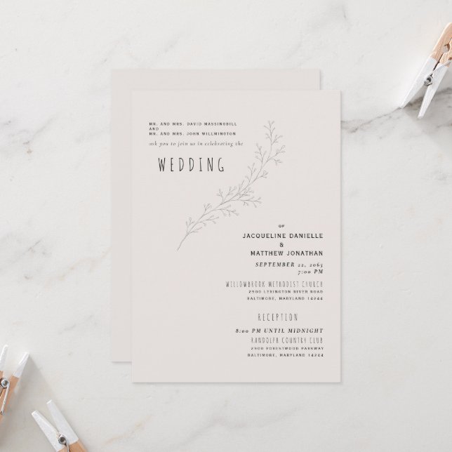 Serenidad Beige Ambos Padres Invitación A Dos Luga (Anverso/Reverso In Situ)