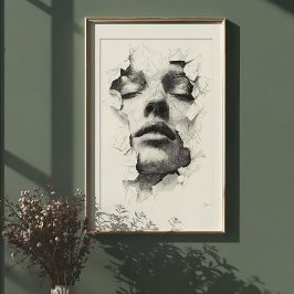 Serenidad destrozada: Cara de arte de la línea mon