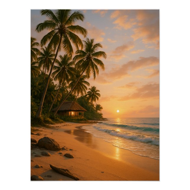 Serenidad Dorada - Poster Tropical Sunset Beach (Anverso)