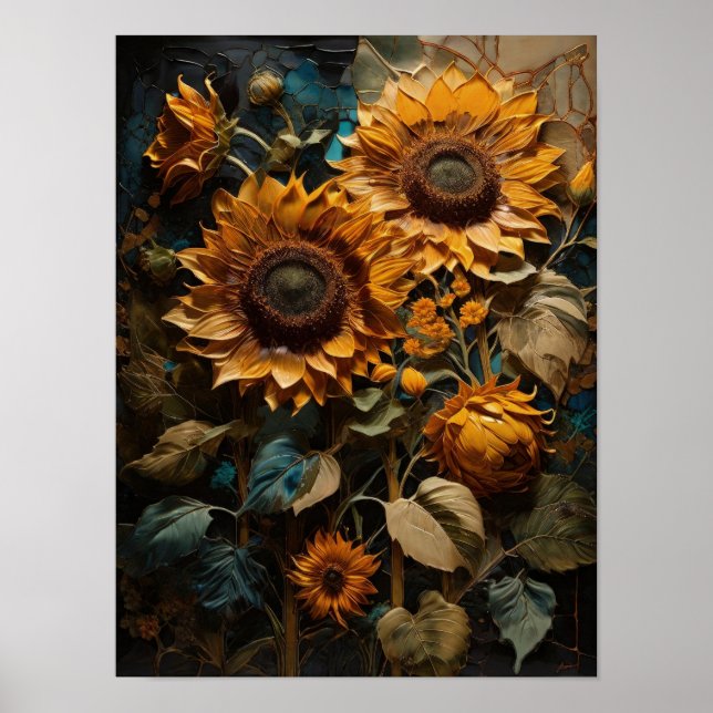 Serenidad girasol - flores poster de arte digital (Frente)