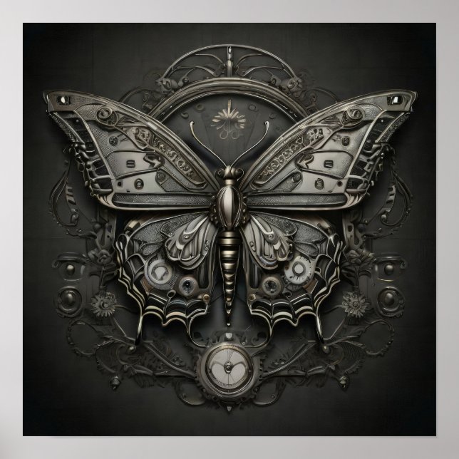 Serenidad Steampunk - Arte digital de mariposa (Frente)