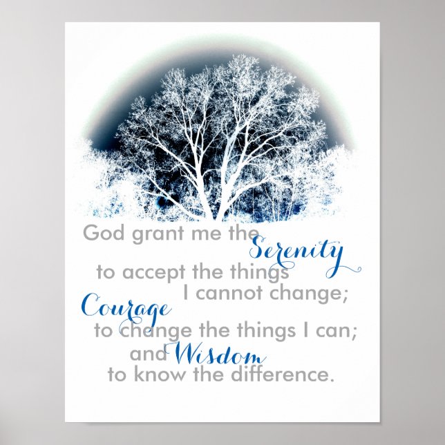Serenity Prayer arte poster de la naturaleza azul  (Frente)