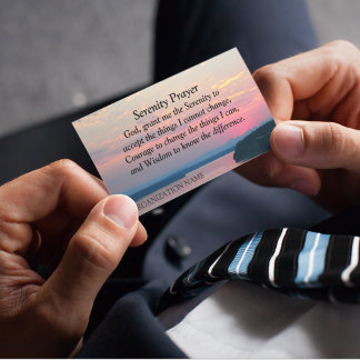 Serenity Prayer Pink Seascape Sunset Business Card