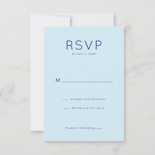 Sereno Azul Minimalista RSVP (Anverso)