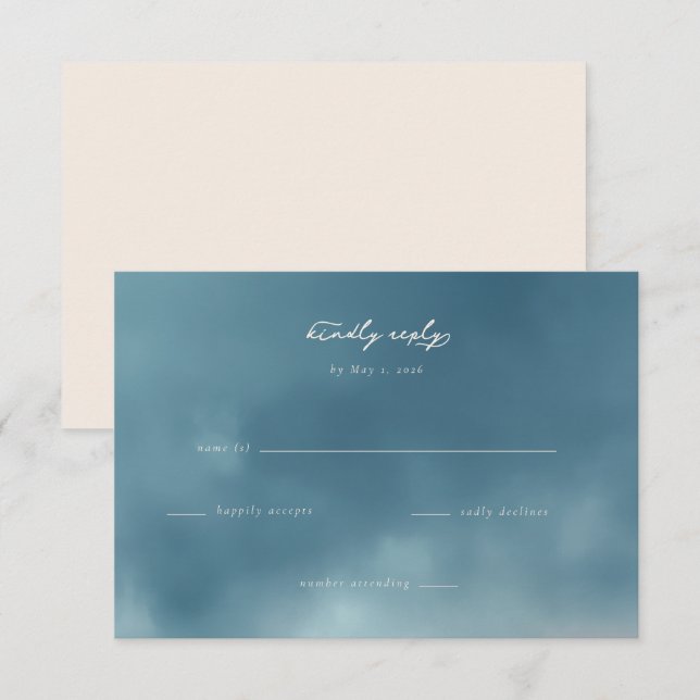 Sereno Azul Minimalista RSVP (Anverso / Reverso)