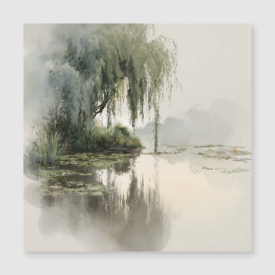 Sereno reflejo del sauce en la naturaleza Arte (2)