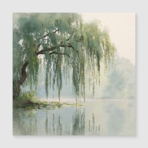 Sereno reflejo del sauce en la naturaleza Arte (9)