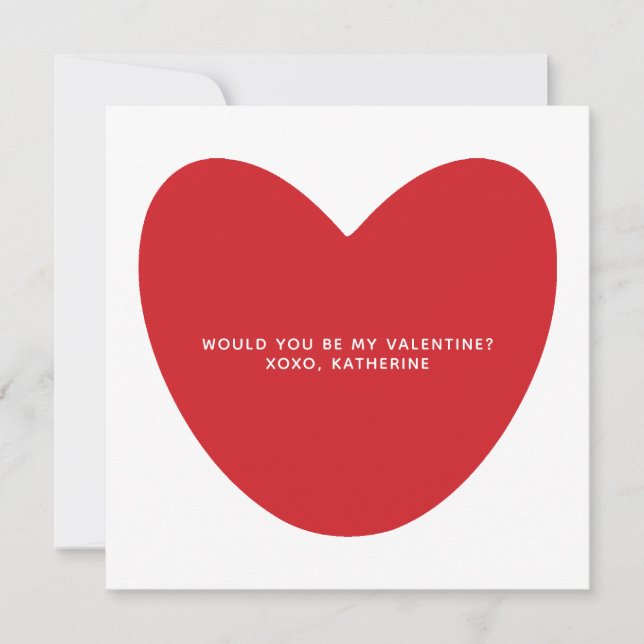 ¿Serías mi Valentín? personalizado de corazón rojo (Anverso)