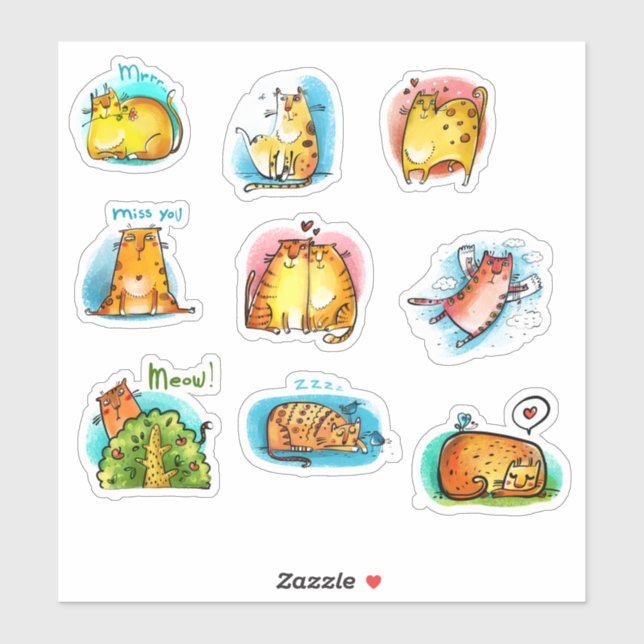 Serie de Pegatinas de gatos salvajes #1 (Hoja)