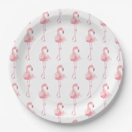 Serie Flamingo Tierno Diseño 2 Plato de Papel