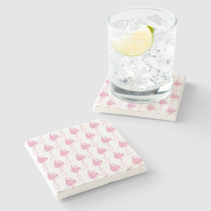 Serie Flamingo Tierno Diseño 3 Posavasos de Piedra