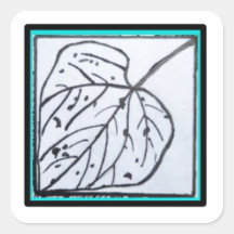 serie Peacock & Leaf - Sello cuadrado de hoja Turq