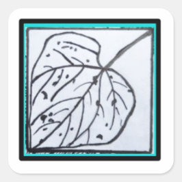 serie Peacock & Leaf - Sello cuadrado de hoja Turq