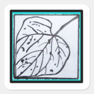 serie Peacock & Leaf - Sello cuadrado de hoja Turq