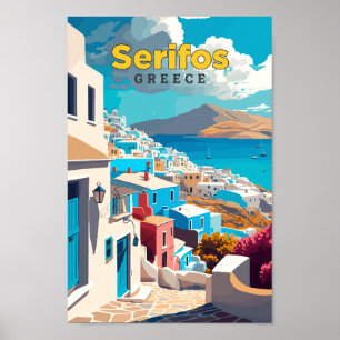 Serifos Grecia Ilustracion de arte de viajes