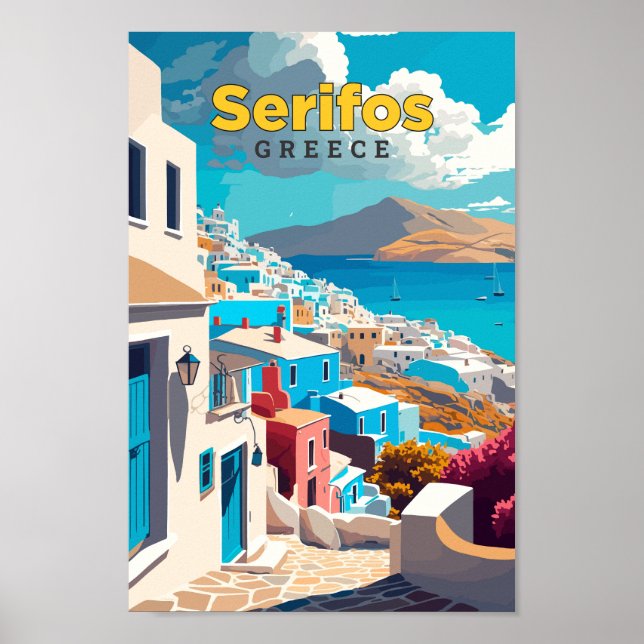 Serifos Grecia Ilustracion de arte de viajes (Frente)